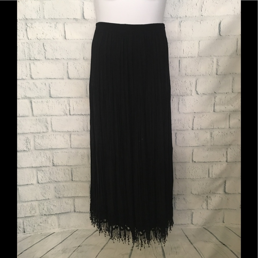 Lace Trimmed Crinkle Skirt